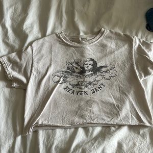 cream john galt/ brandy melville cropped shirt